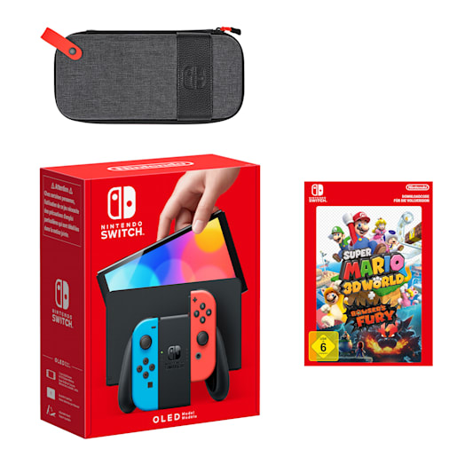 Nintendo Switch – OLED-Modell (Neon-Blau/Neon-Rot) Super Mario 3D World + Bowser's Fury Pack
