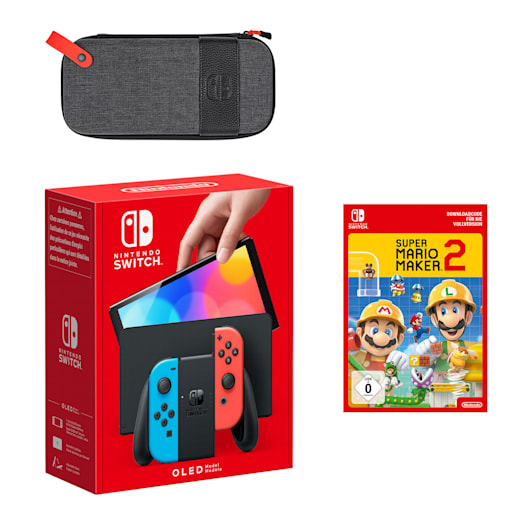 Nintendo Switch – OLED-Modell (Neon-Blau/Neon-Rot) Super Mario Maker 2 Pack