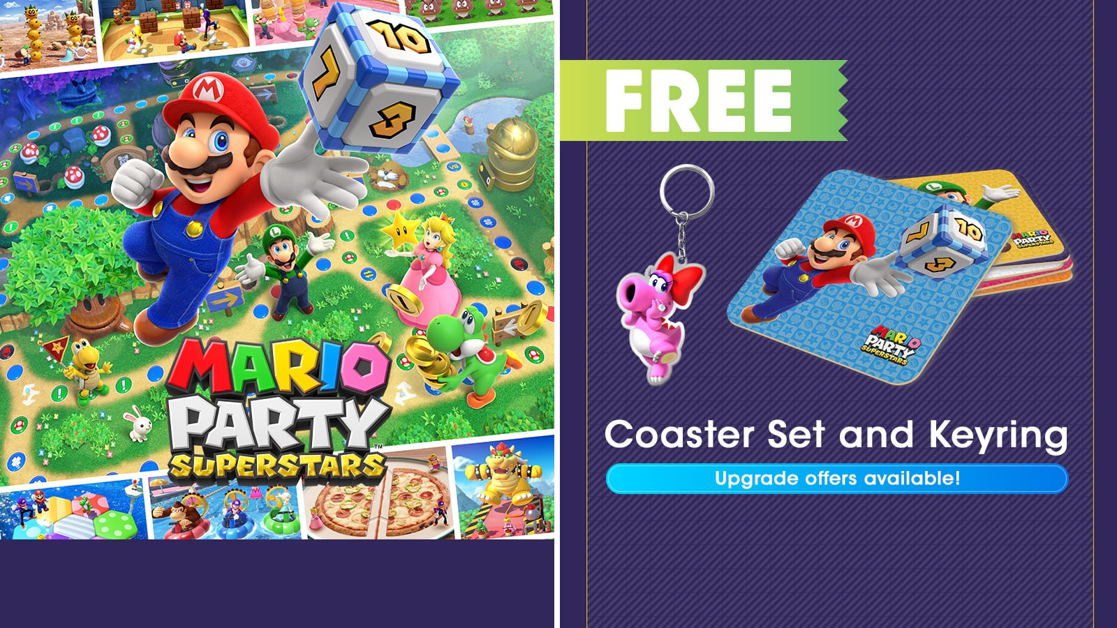 Mario Party Superstars free gift with purchase and upgrade offers available