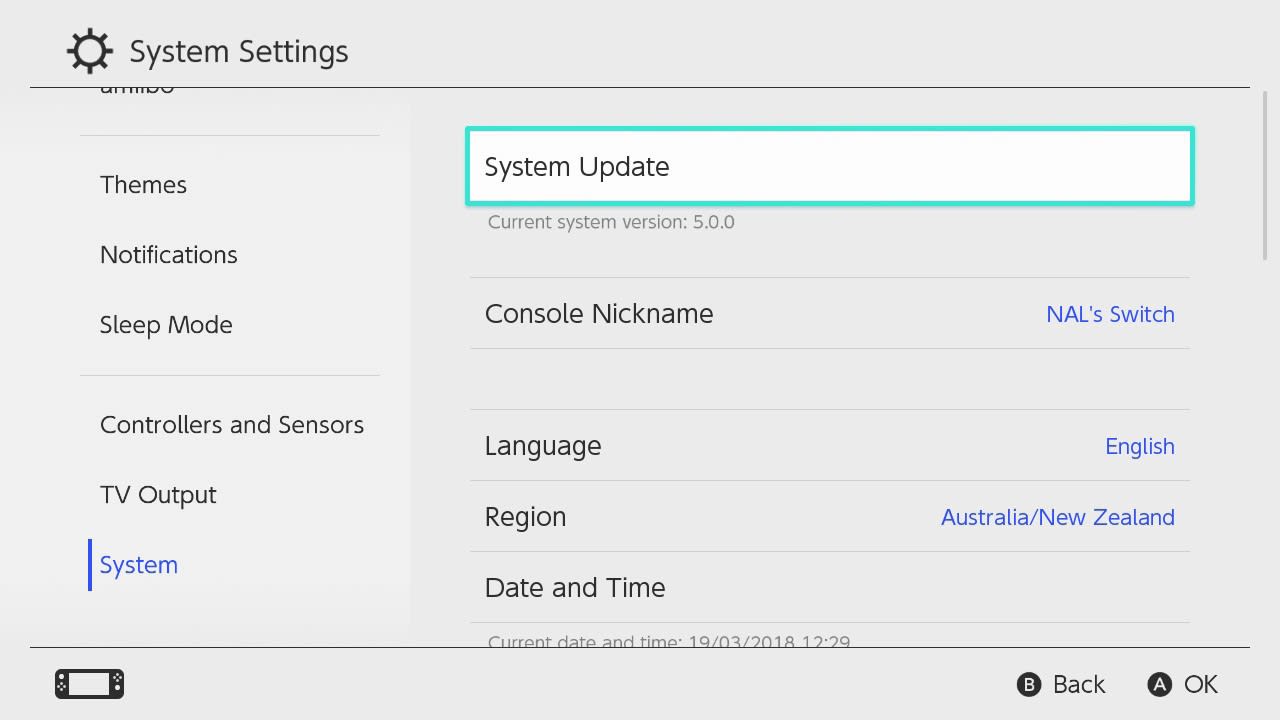 Nintendo Switch System Updates 1