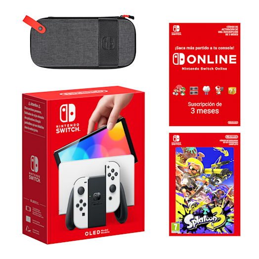 Pack Nintendo Switch – Modelo OLED (blanca) + Splatoon 3 +Nintendo Switch Online 3 meses individual