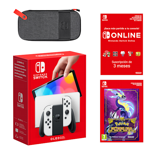 Pack Nintendo Switch – Modelo OLED (blanca) Pokémon Púrpura + Nintendo Switch Online 3 meses individual