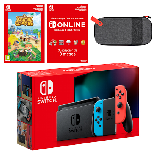 Pack Nintendo Switch (azul neón/rojo neón) Animal Crossing: New Horizons + Nintendo Switch Online 3 meses individual
