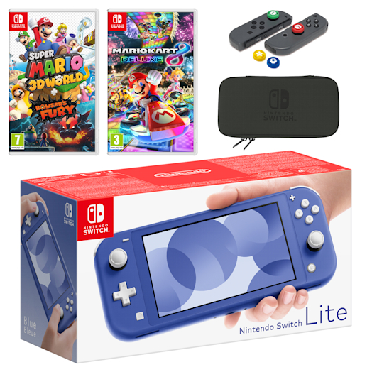 Nintendo Switch Lite (Blue) Mario Mega Pack
