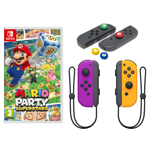 Mario Party Superstars + JoyCon Controllers (Neon Purple/Neon Orange