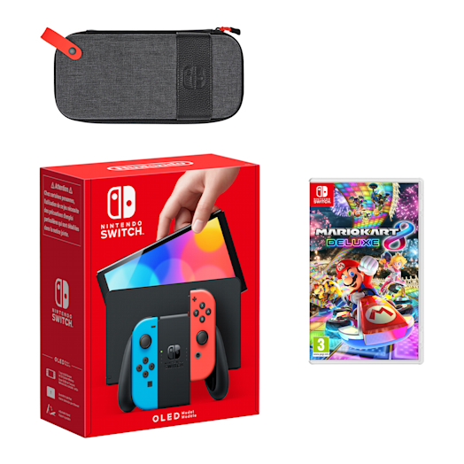 Nintendo Switch – OLED Model (Neon Blue/Neon Red) Mario Kart 8 Deluxe Pack