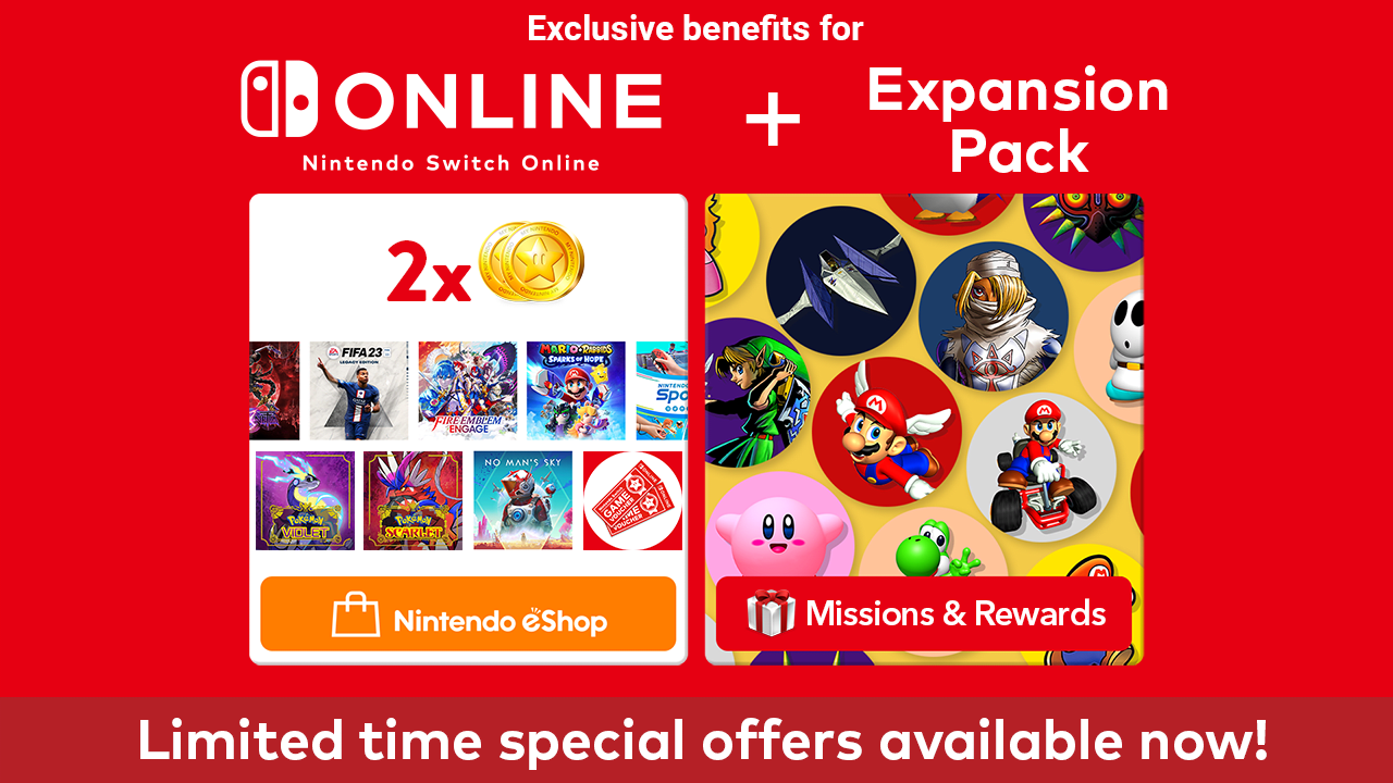 Exclusive benefits for Nintendo Switch Online + Expansion Pack Hero Banner