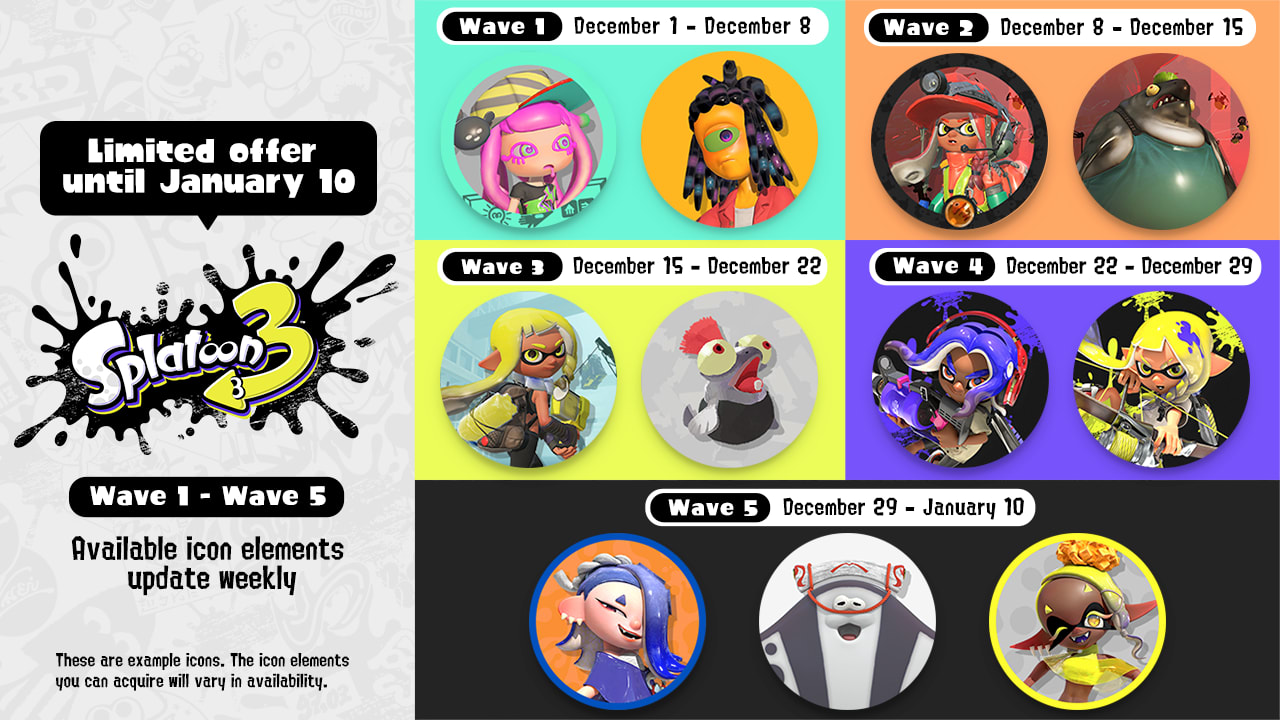 Missions & Rewards: What’s new in December! Splatoon 3 Icons