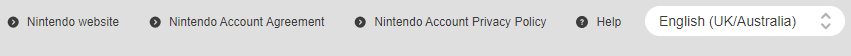 Bottom Menu on Nintendo accounts page