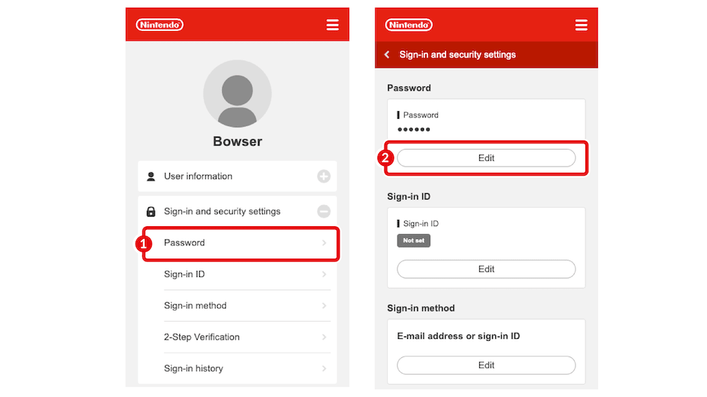 Sign-In and Security Settings