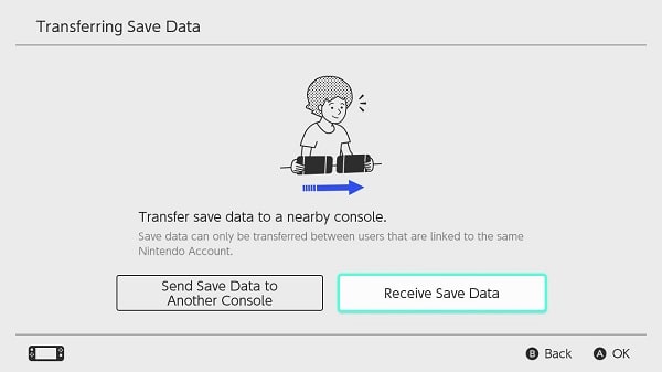 Transferring save data menu
