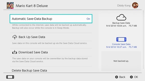Automatic save-data backup