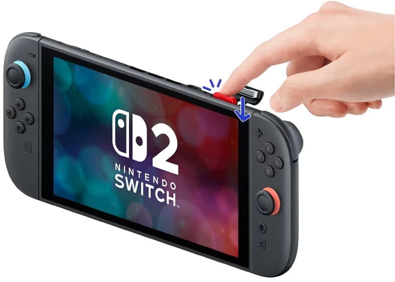 A Game Card being ejected by being pushed into the Nintendo Switch 2 console until it clicks