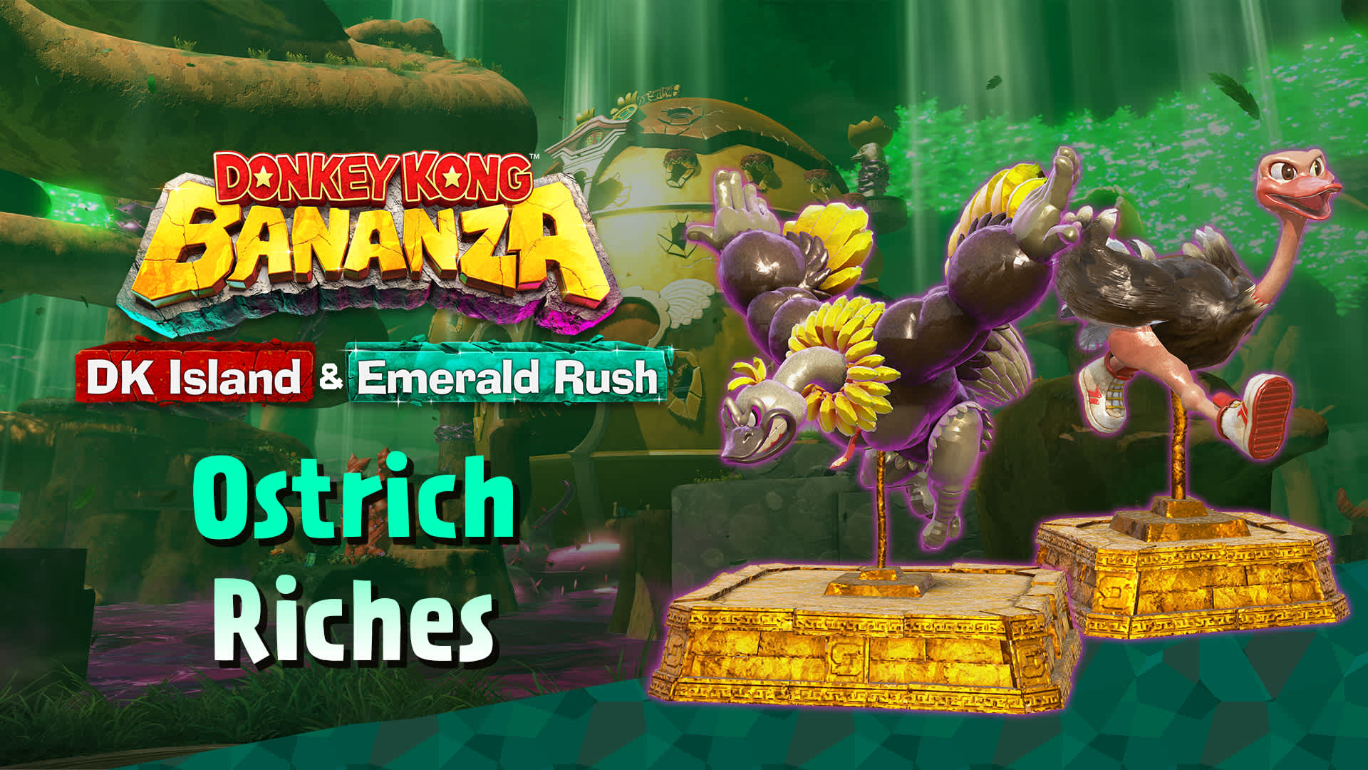 Donkey Kong Bananza Emerald Rush DLC 'Ostrich Riches' Banner