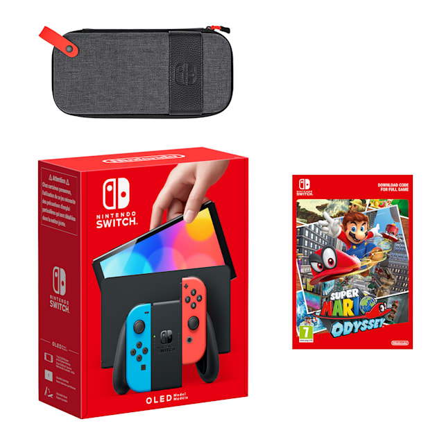 Nintendo Switch – OLED Model (Neon Blue/Neon Red) Super Mario Odyssey Pack