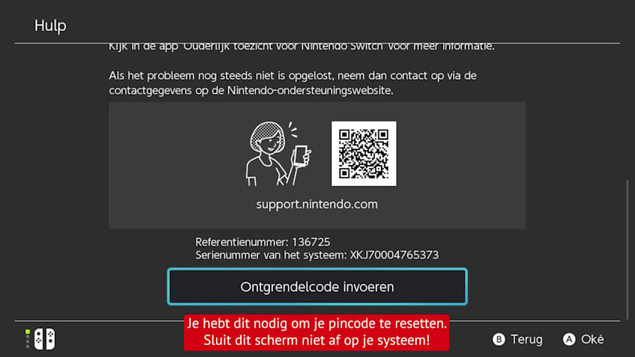 Pincode voor het Ouderlijk toezicht vergeten