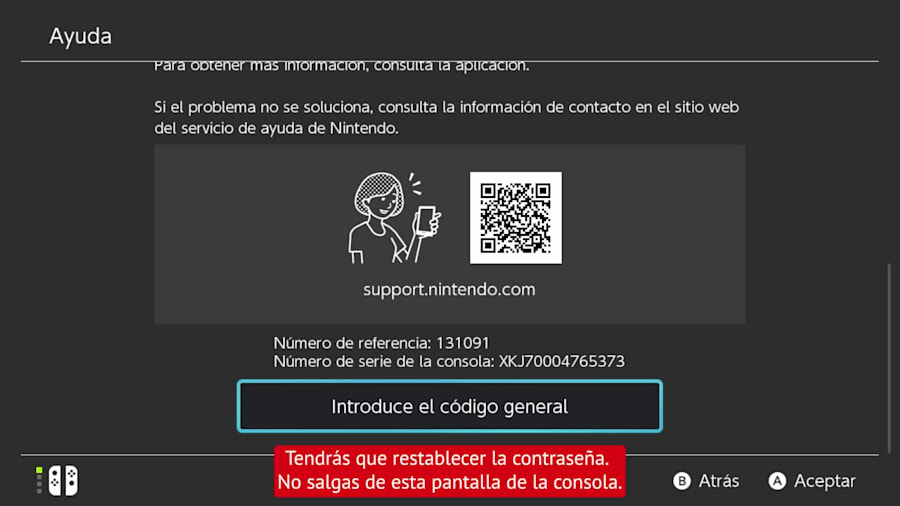 He olvidado la contraseña del control parental